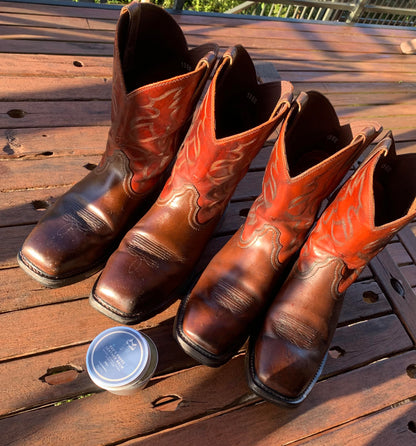 Ariat boots with Buzz Balm's Bee's Knees Leather Beeswax Balm